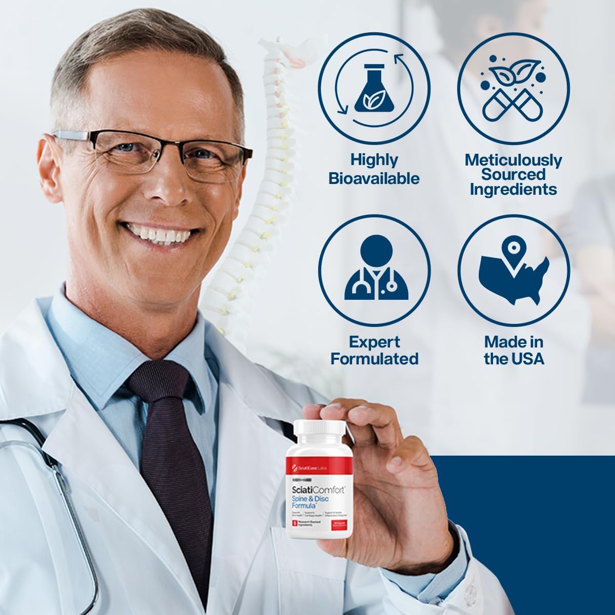 SciatiEase SciatiComfort Spine and Disc Support Supplement Sciatic Nerve Health Support Supplement