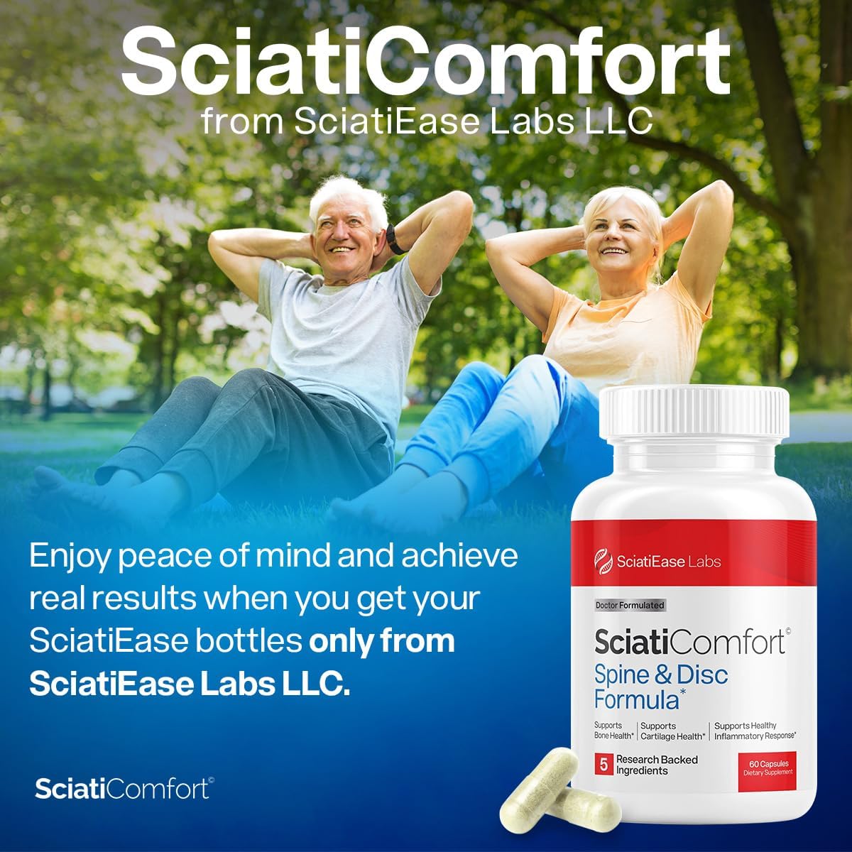 SciatiEase SciatiComfort Spine and Disc Support Supplement Sciatic Nerve Health Support Supplement